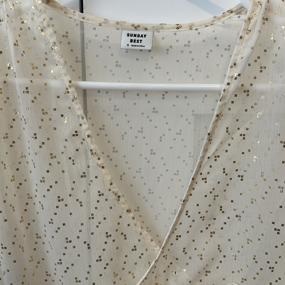 Sunday Best- sheer, gold dot cropped blouse - Picture 2 of 6